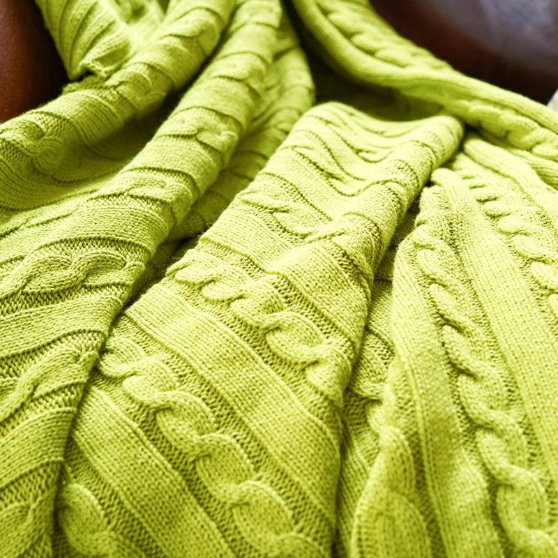 北極絨 純棉麻花午休蓋毯針織毯 沙發休閑毯夏季四季被空調毯